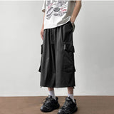 AIDASE  -  Japanese Fashion Multi-pocket Cargo Shorts Men Korean Style Trendy Summer Casual Loose Washed Straight Cropped Pants Aesthetic aidase-shop