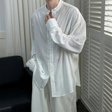 AIDASE  -  Simple Male Shirt 2025 Summer New Niche Design Casual Trendy Long Sleeve Stand Collar Tops Versatile Menswear Tide aidase-shop