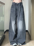 AIDASE  -  Vintage Baggy Jeans Women Y2K Korean Style Oversized Wide Leg Denim Pants Distressed Harajuku Streetwear Loose Trousers