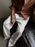 AIDASE  -  Breathable Ice Silk Ribbed Trousers Mens Summer New Casual Straight Pants Men Stylish Striped Textured Pants Old Money Aesthetic aidase-shop