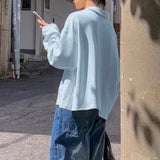 AIDASE  -  Men Shirt Solid Color Lapel Long Sleeve Korean Style Casual Men Clothing Streetwear Loose Fashion Leisure Male Tee Tops aidase-shop
