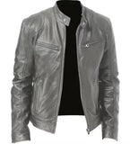 AIDASE  -  Men's Men's Leather Jacket Male Teen Stand-up Collar Punk Men's Locomotive Leather Jacket aidase-shop