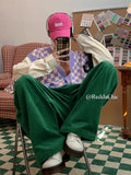 Aidase Fall Winter Corduroy Green Pants Men Striped Wide Leg Casual Slacks High Rise Trousers Holiday Party Vintage Clothes