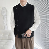 AIDASE  -  Asymmetric Design Men's knitted Vest Spring and Autumn Sleeveless O-neck Sweater Coat Korean Fashion Tank Tops Male Waistcoat aidase-shop