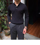 Aidase Autumn Casual Men's Knitted Sweater Striped Polo Shirt Men Mode Homme 2022 Lapel Polo T-shirt Men's Elastic Jacquard Business aidase-shop
