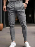 AIDASE  -  Spring Fall Men's Casual Pants Sports Training Stretch Slim Fit Pencil Pants Men Fashion Pleated Design Solid Color Trousers aidase-shop