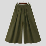AIDASE  -  Men Wide Leg Pants Solid Color Elastic Waist Joggers Trousers Men Pleated Streetwear Baggy Fashion Casual Pants aidase-shop