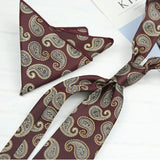 AIDASE  -  2PCS Neck Ties Set New Luxury Polyester Paisley Neckties Polka Dot Floral Tie Brooches Formal Business Shirt Accessories Cravat aidase-shop