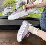 AIDASE  -  Spring New Women's Platform Wedge Sneakers Thick Sole Height Increasing Casual Fashion Versatile Lace up Board Shoes aidase-shop