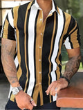 AIDASE  -  New Men's Summer Stripes Printed Four-Sided Stretch Single-Breasted Short Sleeve Shirt aidase-shop