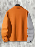 AIDASE  -  Men's Color Block Lapel Jacket Spring Fall Loose Casual Shacket Outerwear aidase-shop