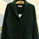 AIDASE  -  Autumn Winter New Trendy Sweaters Classic Retro Maillard Pullover Heavyweight Thickened Green Fruit Collar Versatile Cardigan aidase-shop
