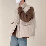 AIDASE  -  Men's Waffle Corduroy Cotton Vest Coats Winter Thickened Stand Collar Sleeveless Jacket Loose Casual Layering Streetwear Coat aidase-shop