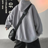 Hood Sweater Men's Winter Loose Chic Idle Sle Retro Knit Teenagers Trendy Warm Solid Outerwear aidase-shop