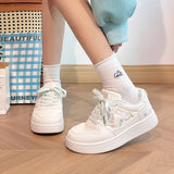 AIDASE  -  New Spring Women's White Shoes Embroidered Floral Thick Sole Platform Sneakers Lightweight Casual Skate Shoes for Students aidase-shop