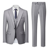 AIDASE  -  Korean-Style Slim-Fit Solid Color Suit Three-Piece Men's Wedding Dress Best Man Suit Business Career Ceremonial Clothing aidase-shop