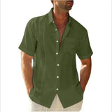 AIDASE  -  Summer Lapels Solid Color New Pocket Single-Breasted Shirt Men's Short-Sleeved Casual Top aidase-shop
