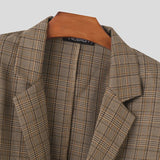 AIDASE  -  Men Blazer Plaid Lapel Long Sleeve Button Casual Suits Men Streetwear 2025 Autumn Fashion Leisure Male Coats S-5XL aidase-shop