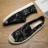 AIDASE  -  Fashion Print Canvas Shoes New Classic White Men's Fisherman Loafers Man Flats Espadrilles Breathable Male Summer Footwear aidase-shop