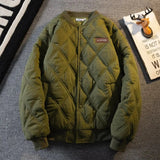 AIDASE  -  Fashionable Men's Winter Cotton Jacket Diamond Patterned Warm Casual Baseball Style Coat Stylish Retro Japanese Trend aidase-shop