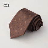 AIDASE  -  New Trendy Men's Silk Ties Jacquard Dot Floral Necktie 8cm Brown Green Neck Tie Daily Wear Shirt Suit Cravat Wedding Groom Gift aidase-shop
