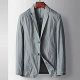 Aidase Men Spring Summer Thin Light Suit Blazer Casual Business Suit Coat Plus Size Boys Long Sleeve Button Up Suit Jacket Plus Size aidase-shop