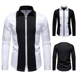 AIDASE  -  New Men's Zipper Design Long Sleeved Shirt Contrast Color Patchwork Luxury Male Tops aidase-shop