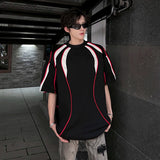 AIDASE  -  Trendy Men's T-shirt Color Contrast Splicing Summer Loose Casual Short Sleeved Round Neck Sleeved Shoulder Pad Tops aidase-shop