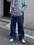 AIDASE  -  American High Street Vibe Basic Blue Jeans Men Loose Straight Leg Casual Retro Fit Jeans Long Pants Trendy Denim Trousers aidase-shop