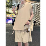 AIDASE  -  Casual Sports Suit Men's Spring and Summer Vest Vest Shorts Two-piece Set Loose Sleeveless T-shirt Outfit aidase-shop