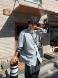 AIDASE  -  Unisex Casual Striped Relaxed-Fit Long Sleeve Shirt in Soft Sage, Classic Blue & Timeless Charcoal aidase-shop