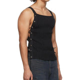 AIDASE  -  Spring Summer Sexy Mens Tank Tops Elastic Slim Fit Sleeveless Straps Vest Tops For Men Summer Streetwear Vintage Straps Camisole aidase-shop