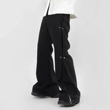 AIDASE  -  Summer New Men's Solid Color Side Zipper Straight Trousers American Fashion Trend Street Hip-Hop Casual Loose Niche Mens Bottoms