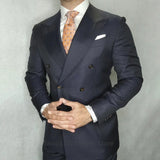 Aidase 2 Pieces Men Suits For Wedding Jacket Pants Groom Peak Lapel Tuxedo Formal Sim Fit Double Breasted  Tuxedo （Jacket+Pants） aidase-shop