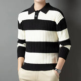 Aidase Polo Shirt Luxury Men's Pullover Sweater Fashion Thick Warm Sweater Striped Casual T-shirt Men's Top Loose Knitwear aidase-shop