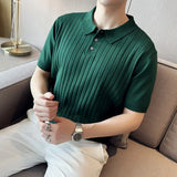 Aidase New Trendy Slim Fit Polo Shirt for Men with Half Sleeves, Fold-over Collar, Ideal for Golf and Summer Casual Wear in Green aidase-shop