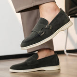 AIDASE  -  Suede Leather Men's Business Casual Shoes Handmade Double Buckle Loafers Leisure Slip on Flats Outdoor Male Driving Moccasins aidase-shop