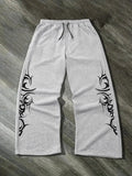 AIDASE  -  Men's Gothic Tribal Print Wide Leg Sweatpants - Loose Hip Hop Streetwear Trousers Elastic Waist Casual Pants aidase-shop