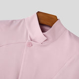 AIDASE  -  Men Shirt Solid Color Stand Collar Long Sleeve Casual Men Clothing Streetwear Loose Fashion Leisure Cmaisas S-5XL aidase-shop