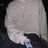 Aidase Knit Sweater Male Crewneck Round Collar Pink Men's Clothing Pullovers Solid Color Plain Korean Style Y2k Streetwear Fashion 2024 aidase-shop