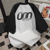 25.65Aidase Men and Women High Street Hip-hop Personality Letter Print Round Neck Short Sleeved Summer Couple Loose Retro Casual T-shirt Top aidase-shop