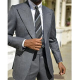 Aidase Formal Men's Suits Dark Grey Peak Lapel One Button Blazer Slim Fit Elegant Wedding 2 Piece Jacket Pants Costume Homme Blazer