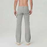 AIDASE  -  Four Seasons European American Fashion Men Black Grey Blue Solid Color Straight Simple Basic Casual Denim Trousers Male Jeans aidase-shop