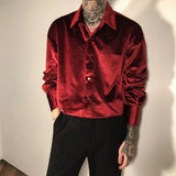 AIDASE  -  Spring New Men's Solid Color Long-Sleeve Shirt American Retro Fashion Trendy High Street Casual Loose Niche Men's Top aidase-shop
