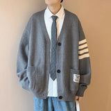 Aidase Knitted Sweaters for Men Cardigan Coat Jacket Man Clothes with Pockets Black Striped Icon Korean Autumn Sweatshirts Street S X A aidase-shop