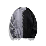 AIDASE  -  Color Block Knit Cardigan Men Loose Casual Asymmetric Button Sweater Daily Versatile Streetwear aidase-shop