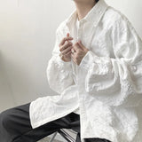 Aidase Shirts Men Floral Japanese Style Fashion Loose Pleated Long Sleeve Vibe All-match High Street Youthful Cool Designed Vintage aidase-shop