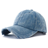Aidase 2024 New Vintage Washed Denim Baseball Cap Women Black Solid Color Distressed Jean Snapback Hats for Men Gorras Para Hombres