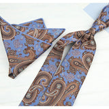 AIDASE  -  2PCS Neck Ties Set Fashion Paisley Striped Neckties Gentlemen Daily Wear Navy White Block Pocket Square Wedding Tuxedo Accessory aidase-shop