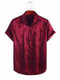 AIDASE  -  Men's Short Sleeve Shirt Casual Fashionable Elegant Jacquard Turn-down Collar Button Half Sleeve aidase-shop